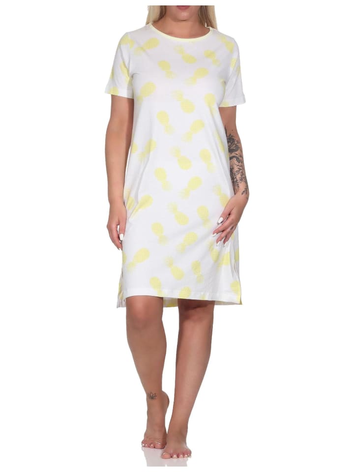 Kurzarm Nachthemd Sleepshirt Ananas - 79357 in gelb