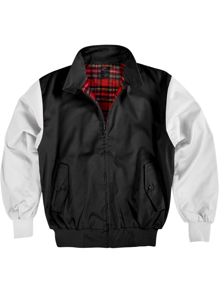 Herren Harrington Jacke in Schwarz/Weiß