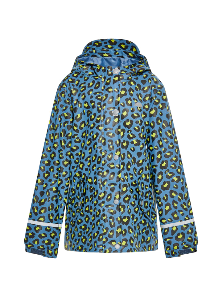Mädchen (Kids) Regenjacke in Stahlblau Limette Leo