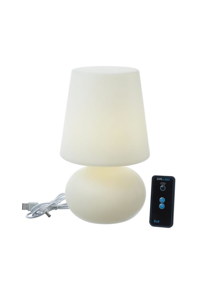 LED Garten Tischlampe dimmbar mit Fernbedienung aufladbar H: 26cm in weiß