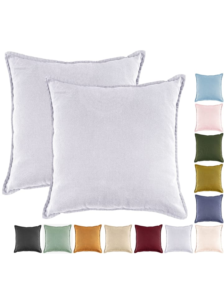 2er Set Kissenhülle 45x45cm Baumwolle Einfarbig in Flieder