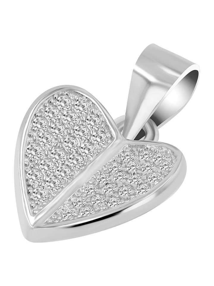 Damen Anhänger – Herzanhänger aus 925 Silber mit Zirkonia in silber