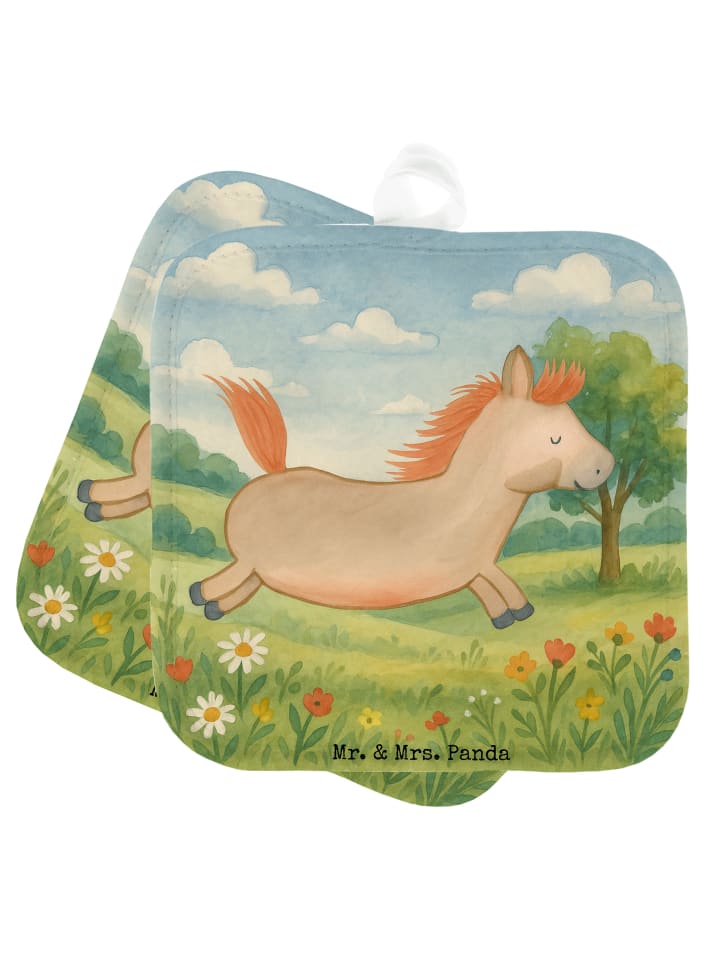 Topflappen Pferd Springen Design ohne Spruch in Weiß