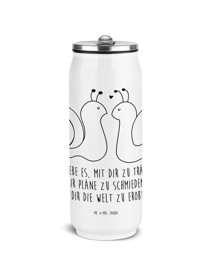 Trinkflasche Schnecken Liebe mit Spruch in Weiß