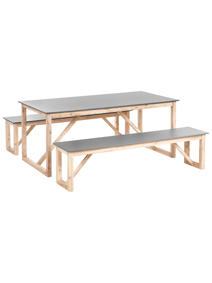 3-tlg Gartentisch Set NOTTERI in Grau/Braun