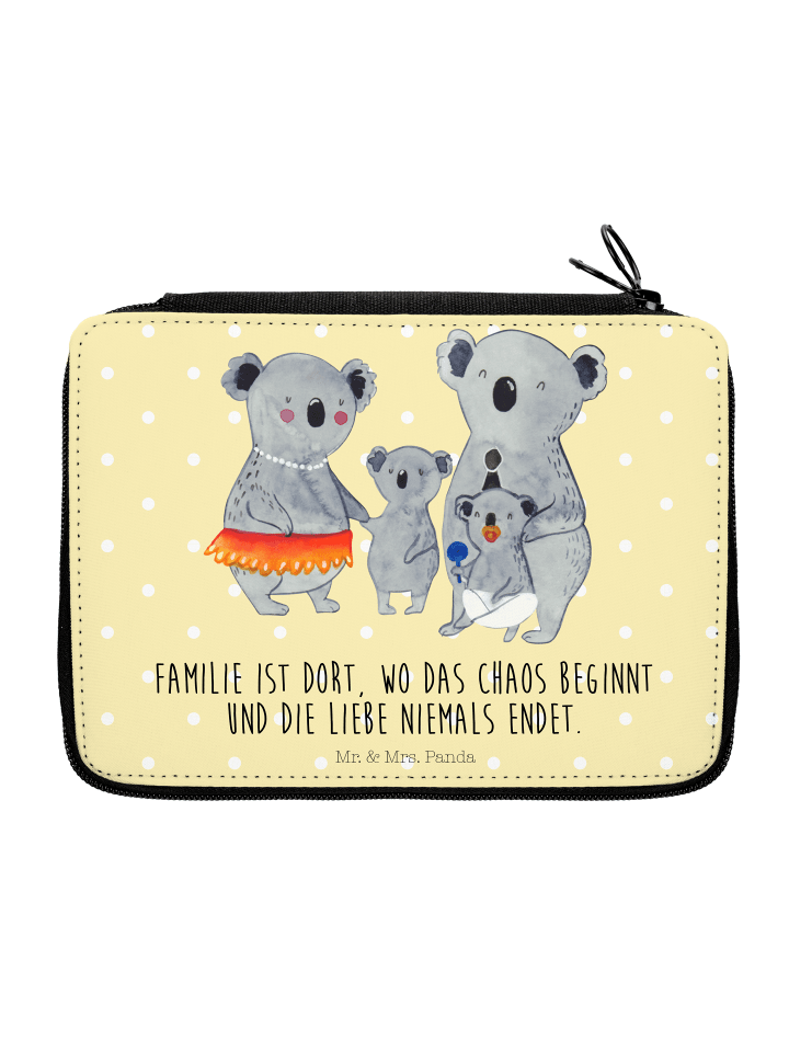 Menschrmäppchen Koala Familie mit Spruch in Gelb Pastell