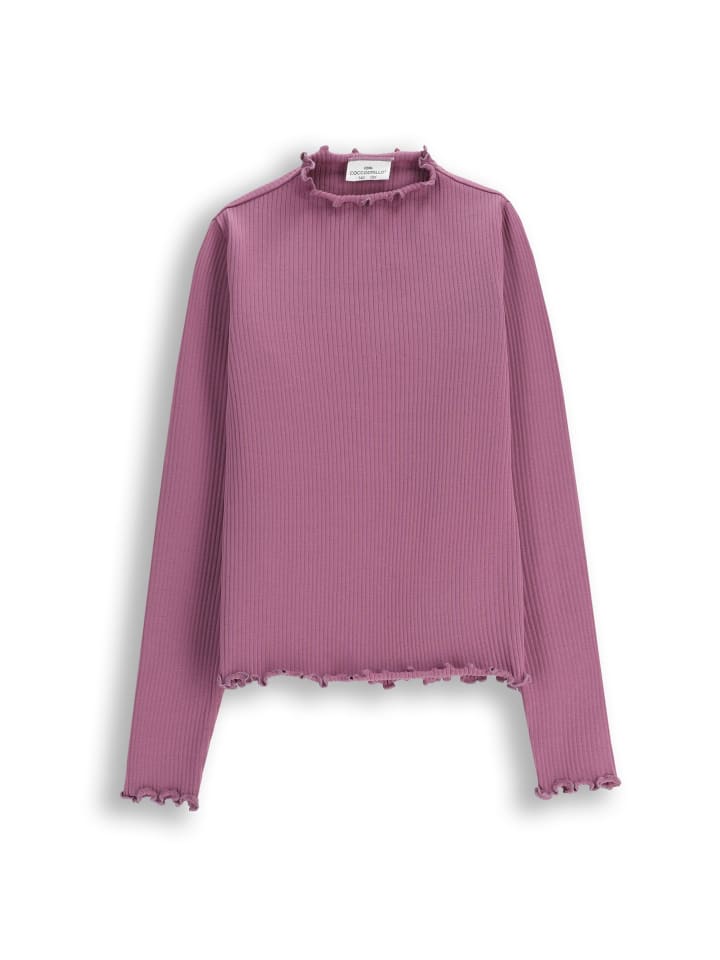 Geripptes Langarmshirt in violett