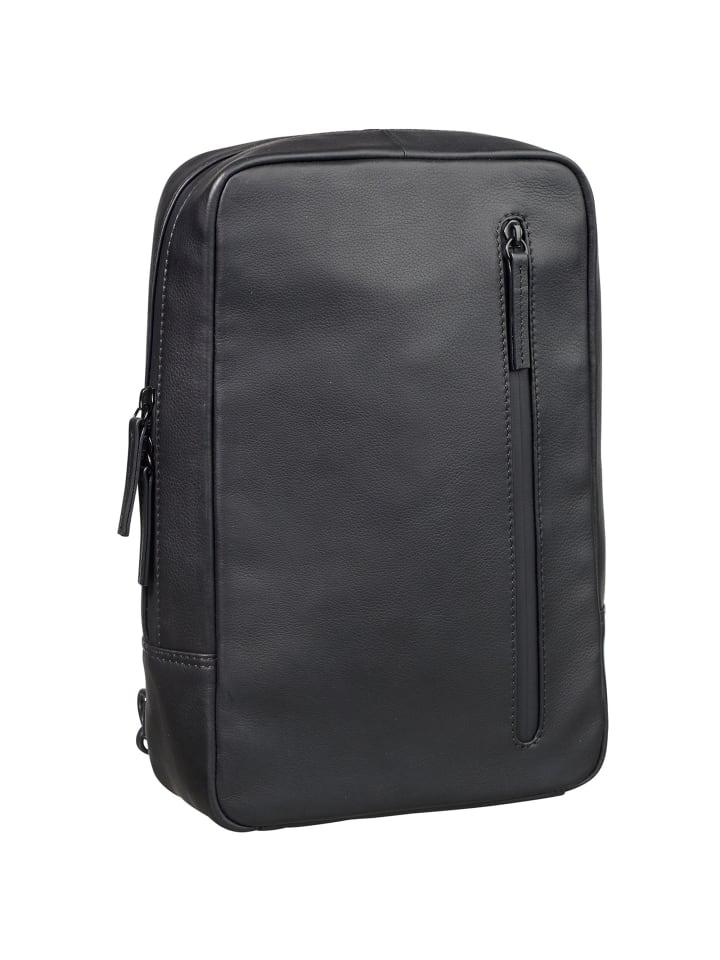 Den Haag Umhängetasche Leder 20 cm schwarz