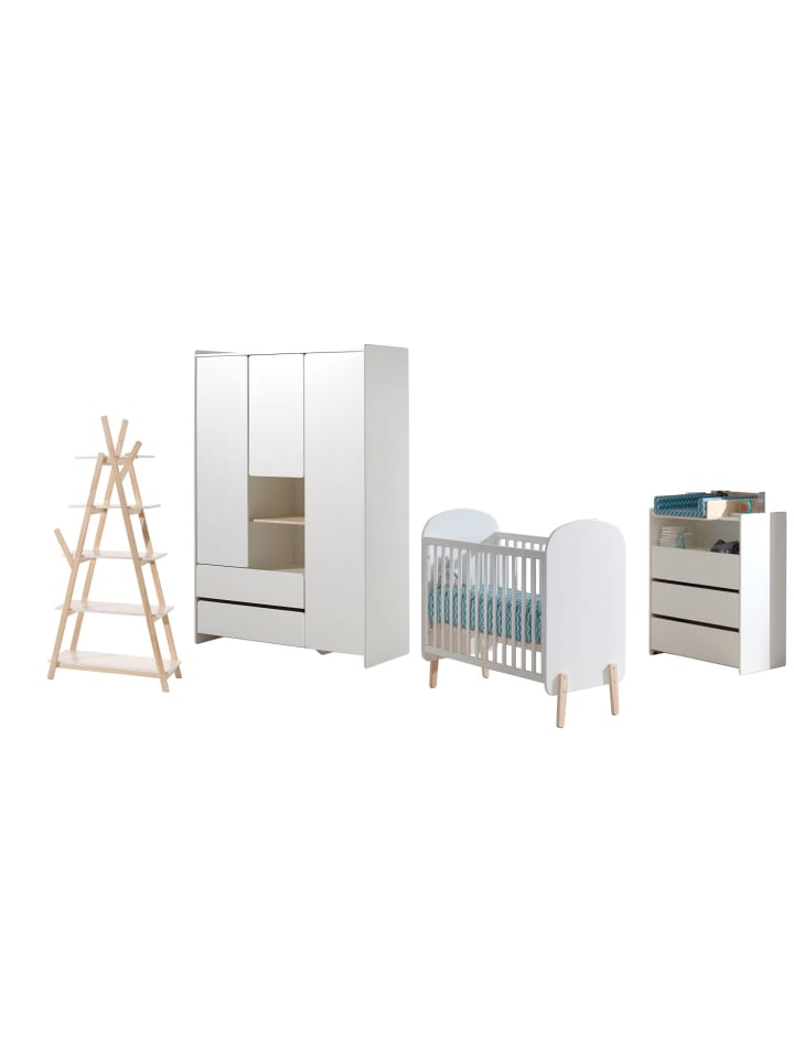 BABYZIMMEREINRICHTUNG Karilynn 2 Komplettset Massivholz+MDF Weiß