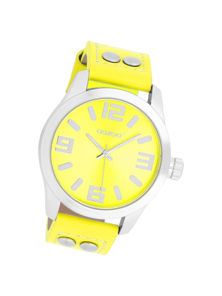 Analog-Armbanduhr Oozoo JR gelb groß (ca. 40mm)