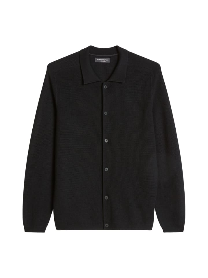 Polo-Strickjacke regular in Schwarz
