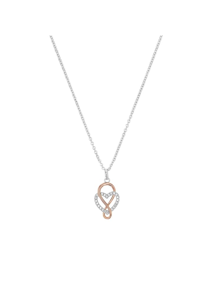 Kette mit Anhänger Silber 925, rhodiniert+rosévergoldet in bicolor