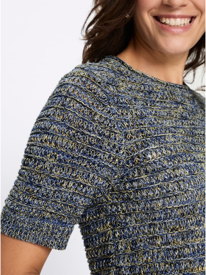 Baumwoll-Pullover in jeansblau-schwarz-gemustert
