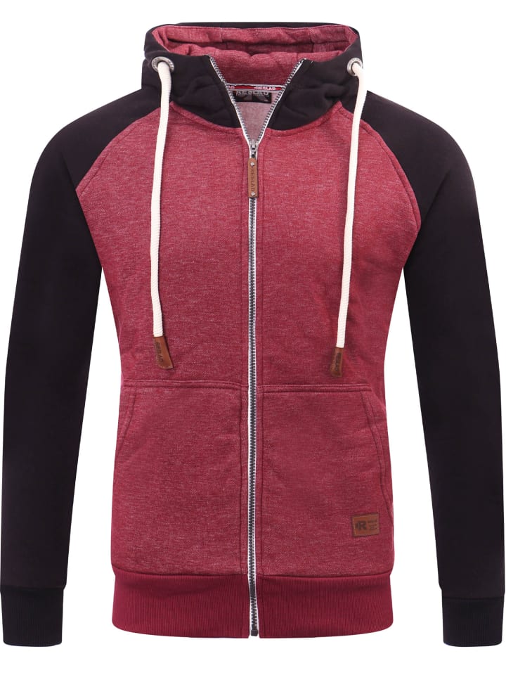 Sweatjacke Raglan Meliert in bordeaux