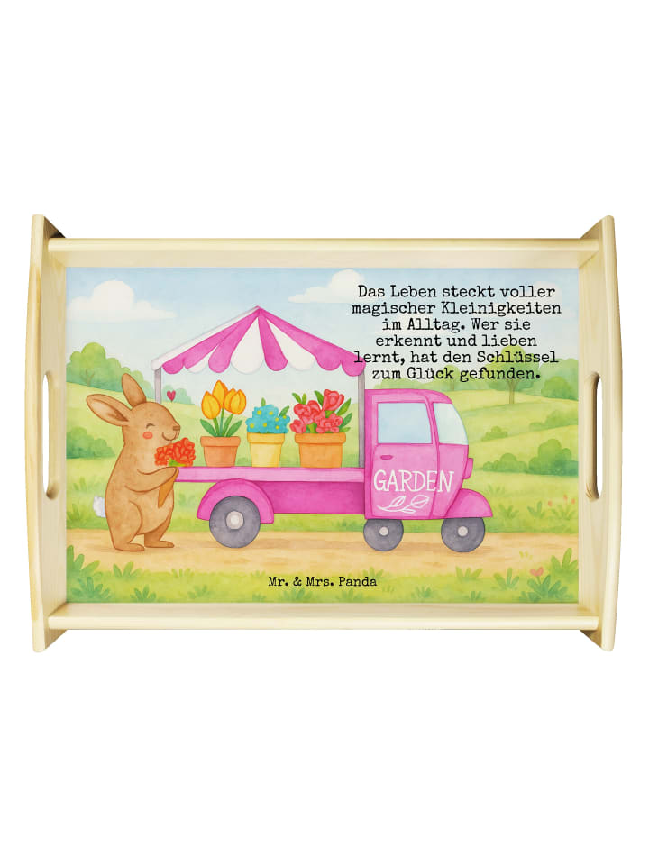 BettTablett Osterhase Blumenwagen Design mit Sp... in Weiß