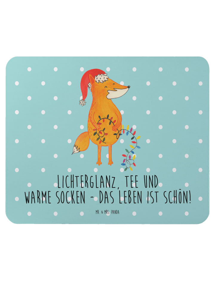 Mouse-Pad Fuchs Weihnachten mit Spruch in Türkis Pastell
