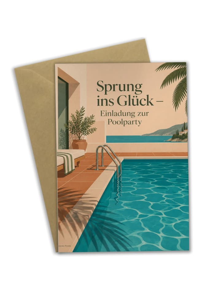 Billet Swimmingpool mit Palmenschatten Design m... in Weiß
