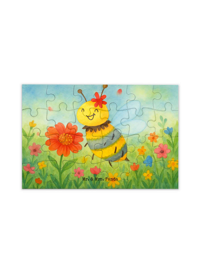 Puzzle Biene Blume Design ohne Spruch in Weiß