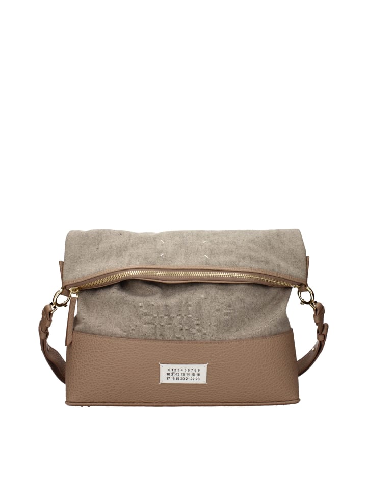 Beige Stoff Schulter Tasche