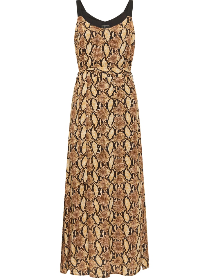 Damen Maxikleid in Beige Schlange
