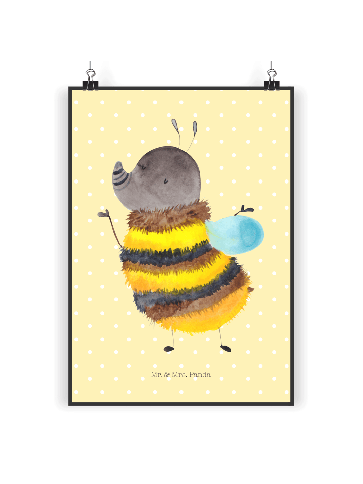 Poster Hummel flauschig ohne Spruch in Gelb Pastell