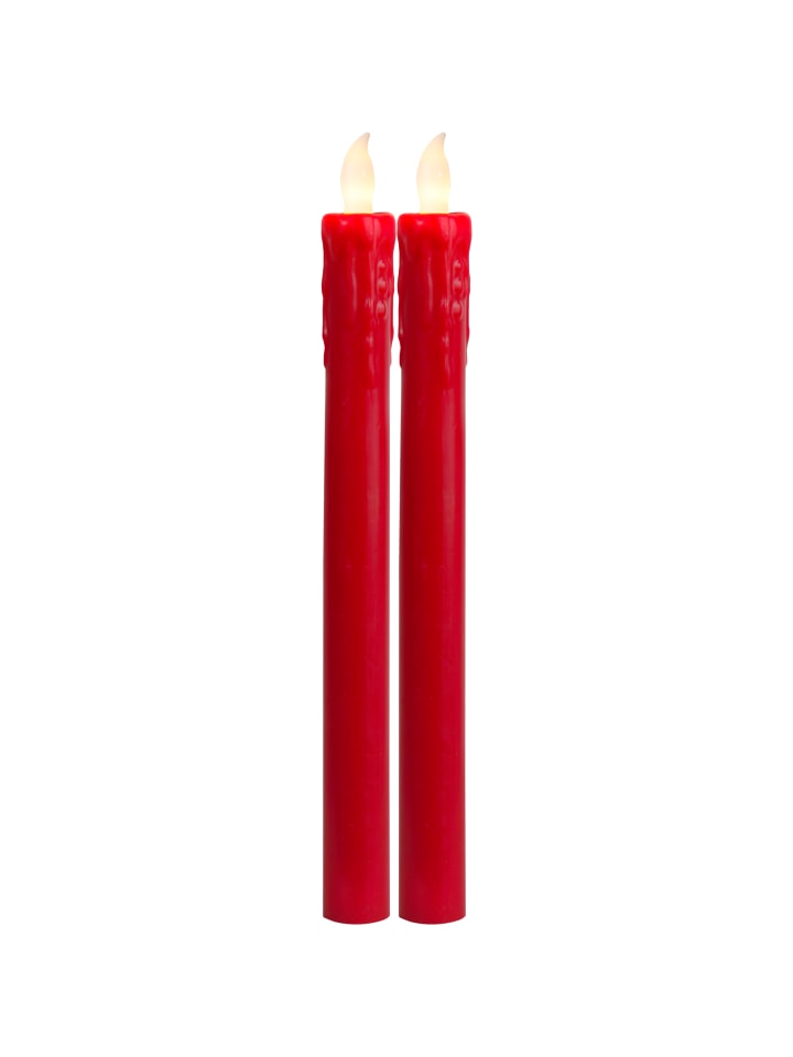 LED Stabkerze Presse 2er-Set, rot, 25cm in Rot