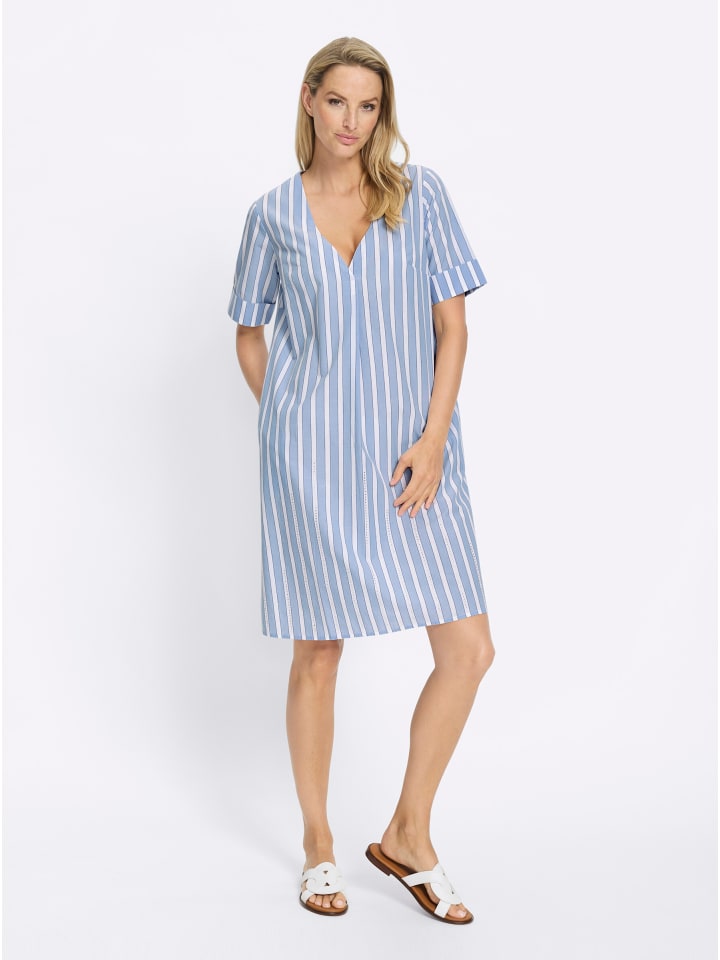Druck-Kleid in eisblau-jeansblau-gestreift