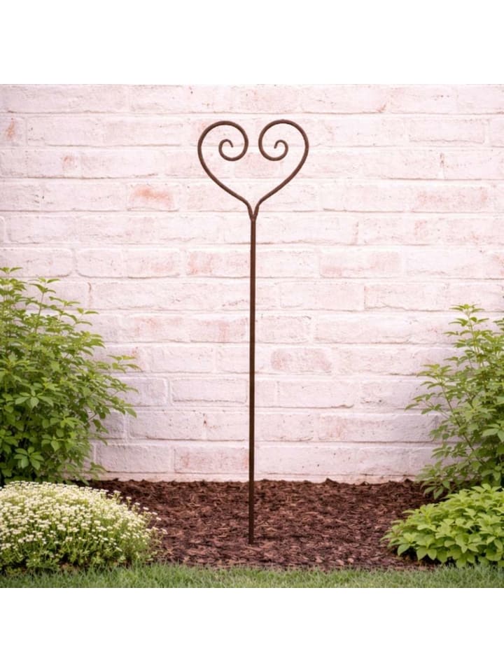 Gartenstecker AMORE Gartenstab HERZ Metall Antik Braun 100 cm