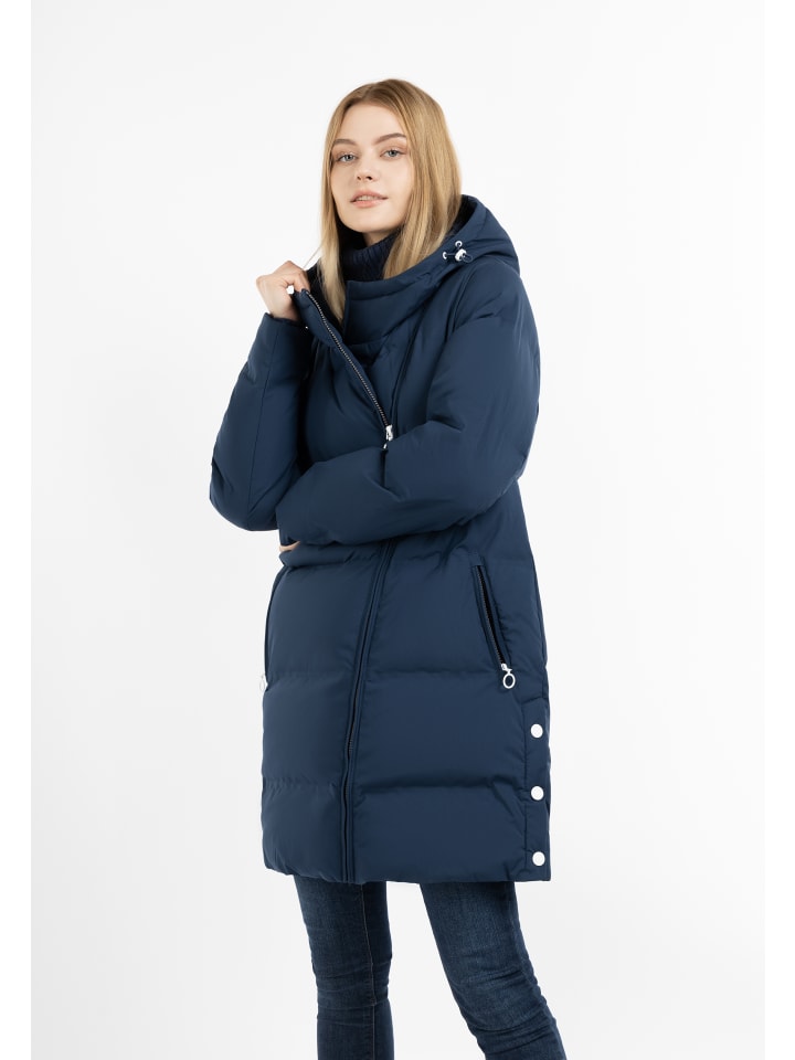 Winterjacke Damen Parka Dunkelblau Dreimaster Wintermantel