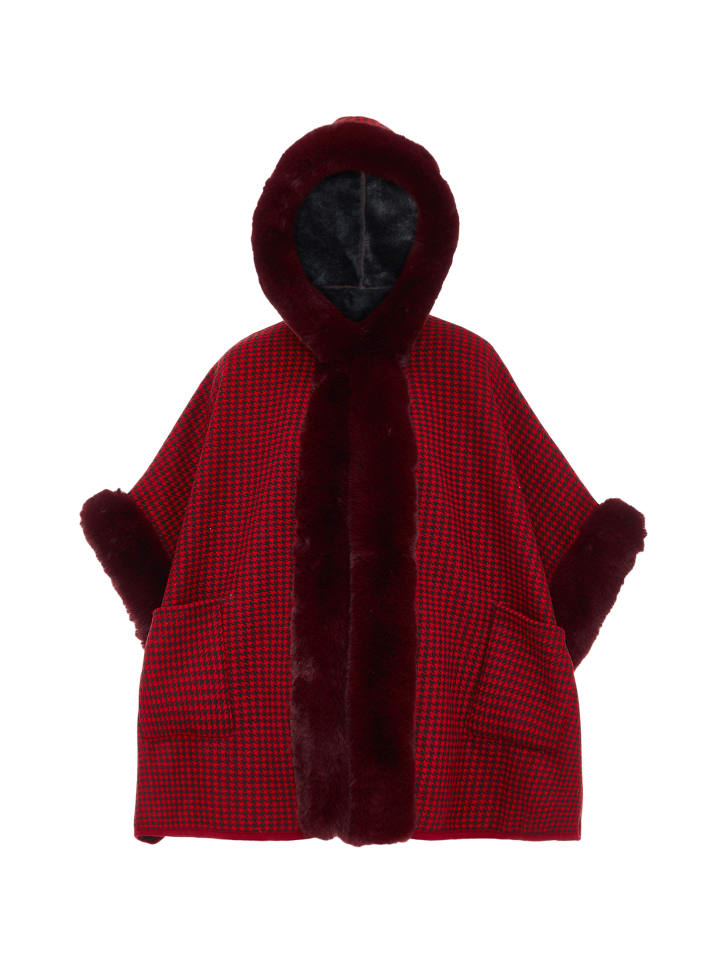 Damen Poncho in Rot