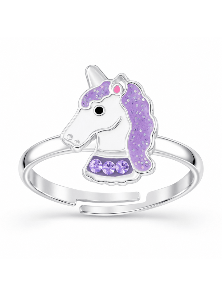 Ring 925 Silber Einhorn in Lila
