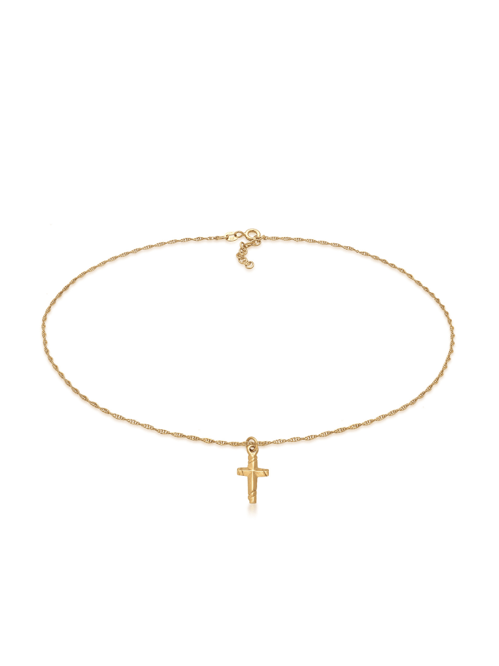 Halskette 925 Sterling Silber Kreuz in Gold