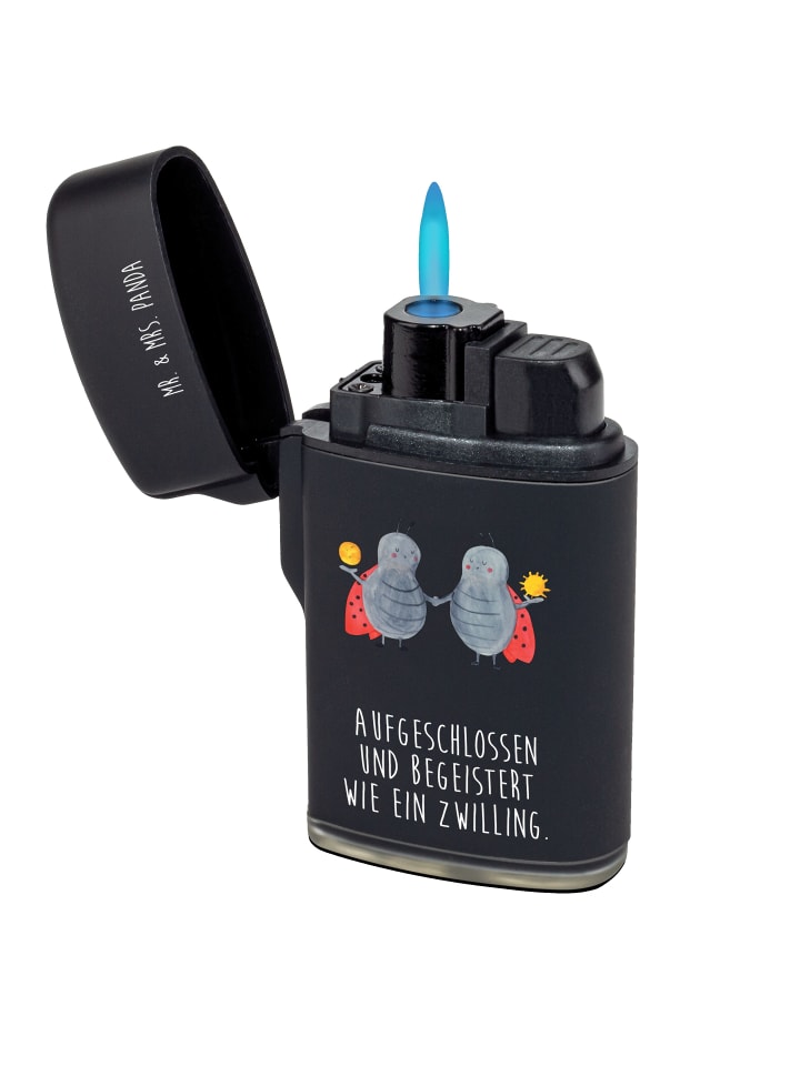 Gasanzünder Sternzeichen Zwilling mit Spruch in Schwarz