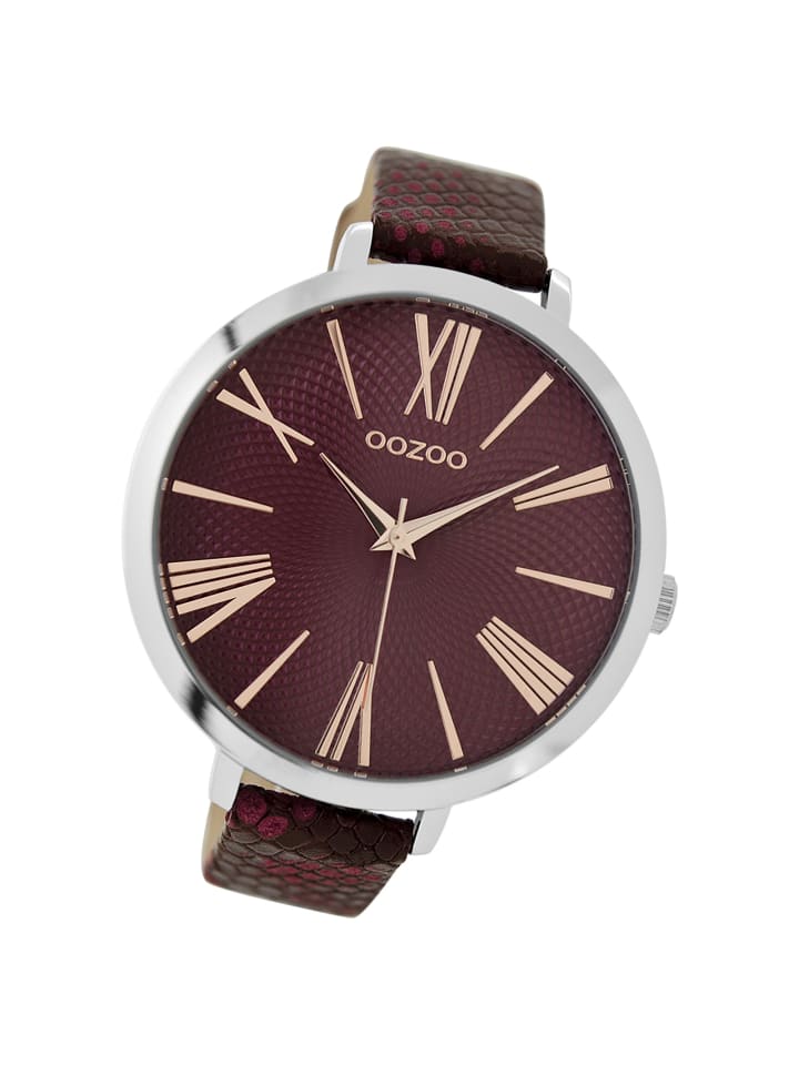 Analog-Armbanduhr Oozoo Timepieces dunkelrot extra groß (ca. 48mm)