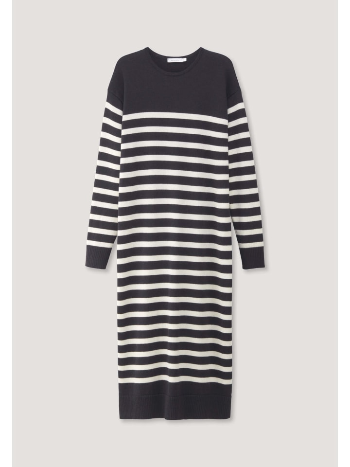 Strickkleid Streifen Midi Relaxed in schwarz