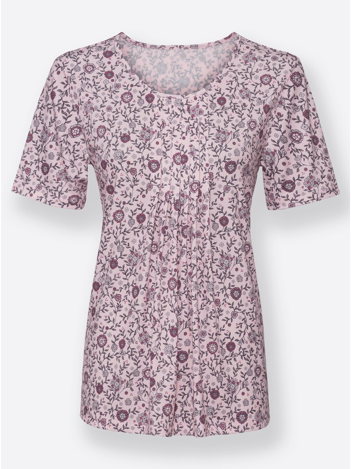 Shirt in hellrosé-hellgrau-bedruckt