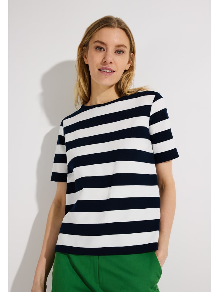 T-Shirt in marine weiß