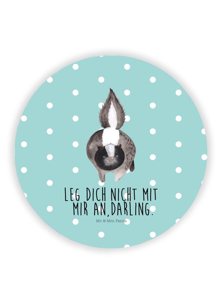 Rund Magnet Stinktier Angriff mit Spruch in Türkis Pastell