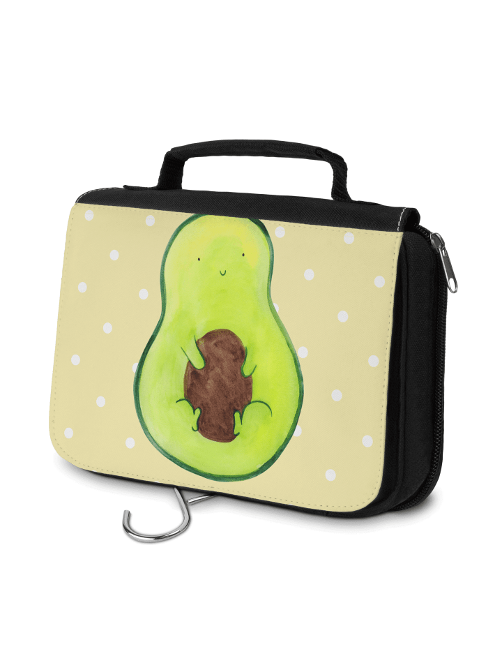 Kulturbeutel Avocado Kern ohne Spruch in Gelb Pastell