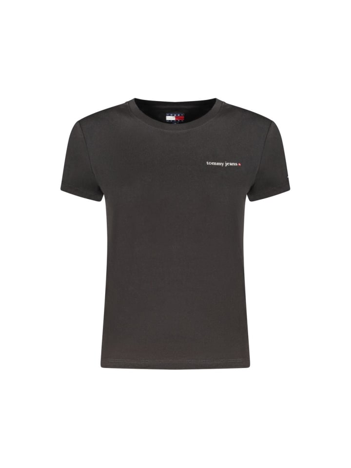 Schwarz Baumwolle Damen T-Shirt
