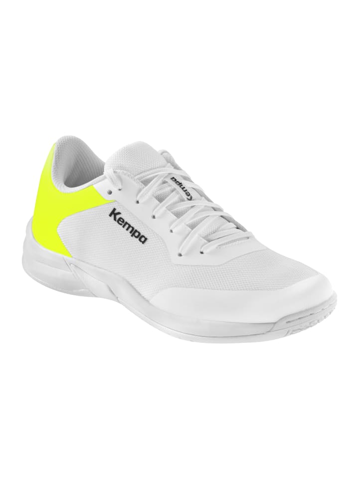 Hallen-Sport-Schuhe Kourtfly Three W in weiß/fluo gelb