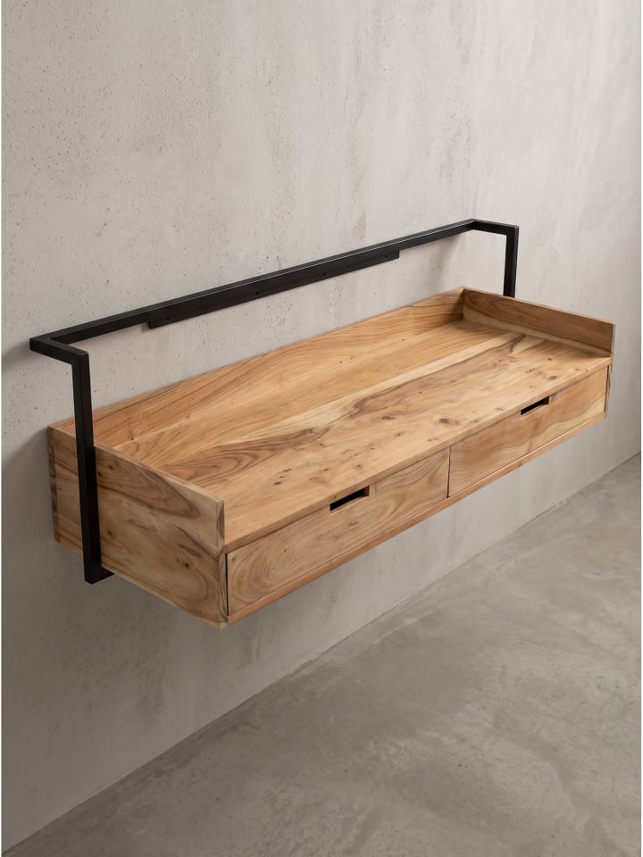 Schreibtisch rechteckig, Massivholz, 2 Schubladen
