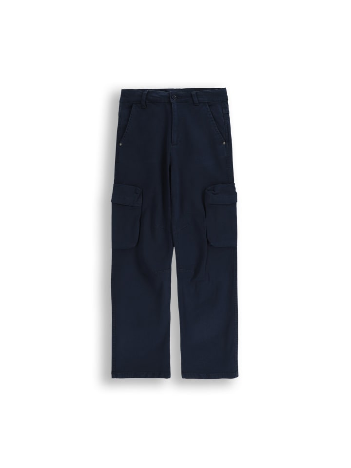 Schlanke Stoffhose in dunkelblau