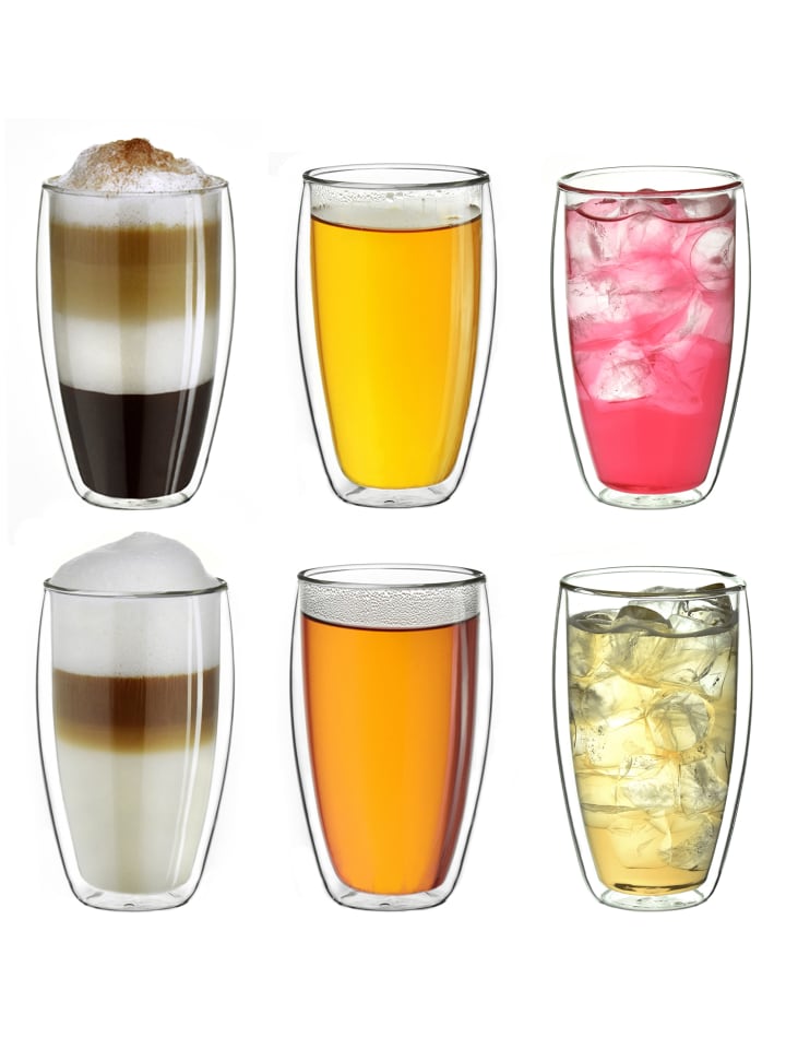 6er Set Doppelwandgläser s-hoch, 250ml Glas