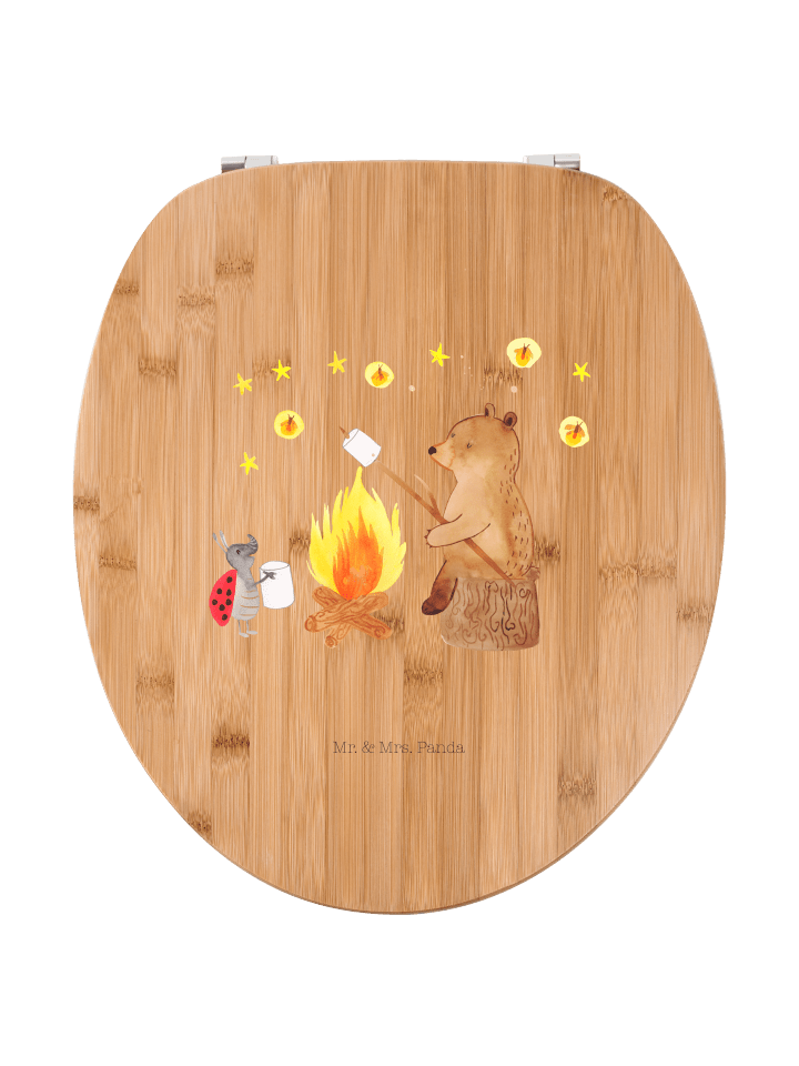 WC Deckel Bär & Marienkäfer Lagerfeuer ohne Spruch in Braun