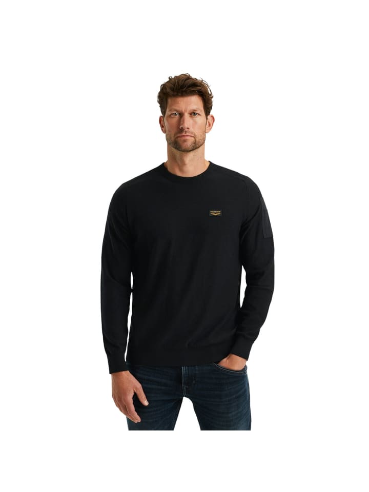 Pullover R-NECK AMERICAN CLASSIC SINGLE JERSEY KNIT in Schwarz