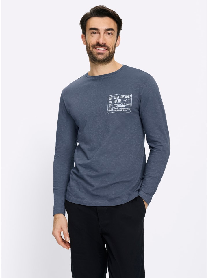 Langarm-Shirt in rauchblau-bedruckt