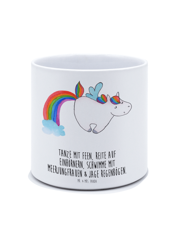 Blumentopf Einhorn Fliegendes Pferd mit Spruch in Weiß
