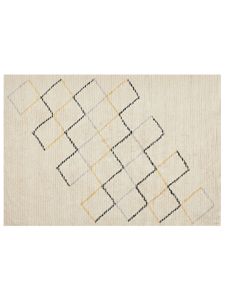 Kurzflor TEZPUR in Beige/Schwarz/Gelb - (W) 160 x (H) 230 x (L) 230 cm