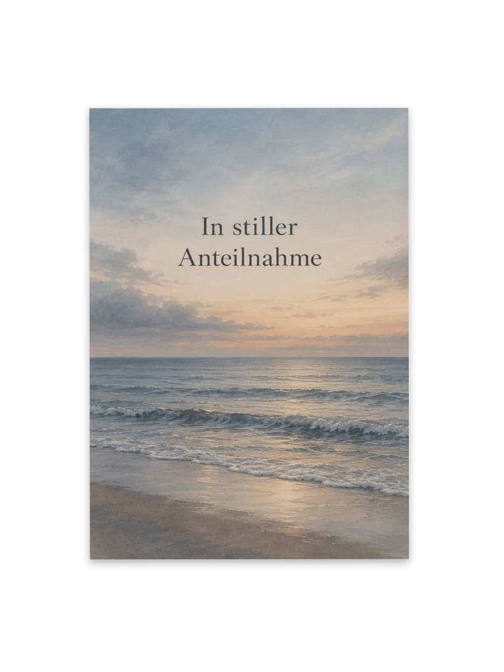 Trauerspruchkarte Meer friedlich Design mit Spruch in Weiß
